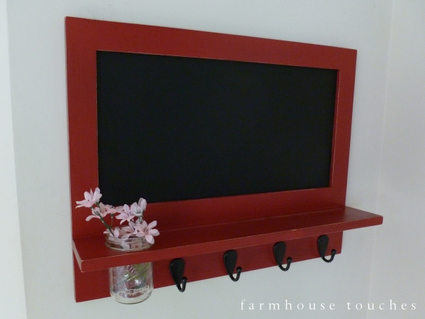 farmhouse entryway chalkboard shelf with mason jar free plans