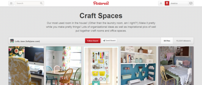 craft spaces pinterest board