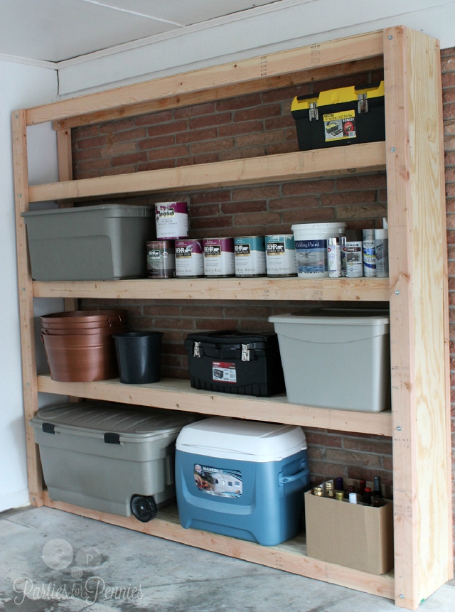 garage shelving unit organization plans from parties for pennies
