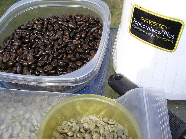 coffee beans in popcorn popper (photo by https://www.flickr.com/photos/freewine/)