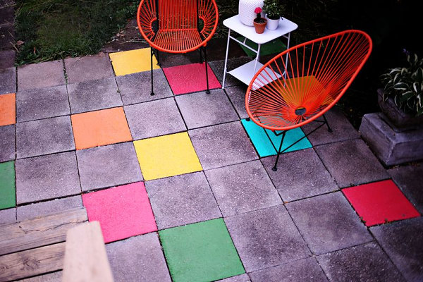 diy painted patio tiles
