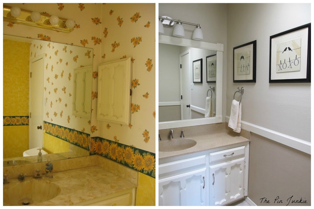 Pin Junkie yellow bathroom makeover