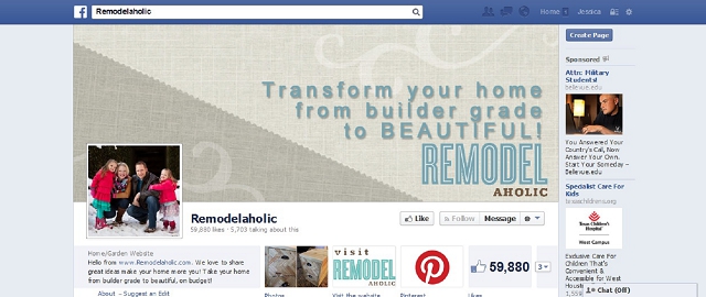 remodelaholic home improvement facebook page screen shot facebook pages for home improvement