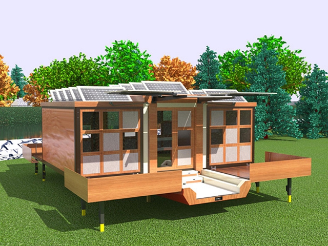 unfolding mobile home