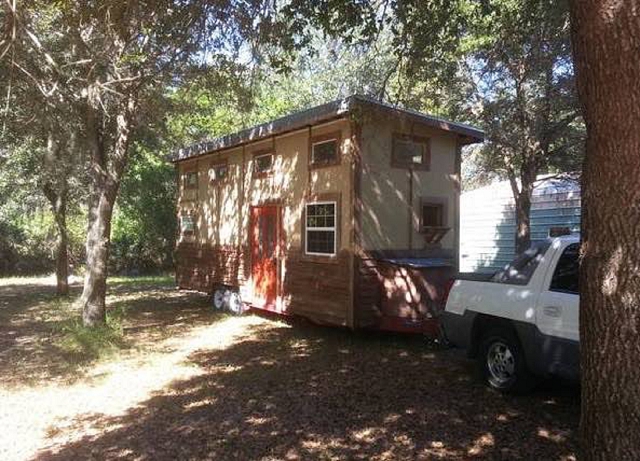 tall tiny steel house on wheels