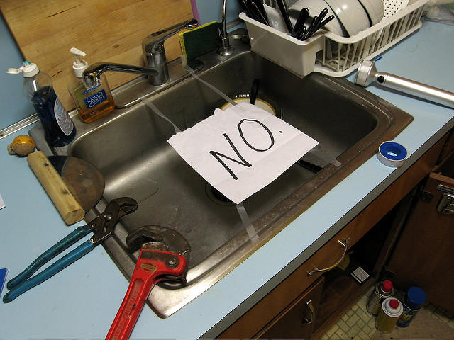 a clogged garbage disposal one of the most frustrating home repairs (photo by flickr user https://www.flickr.com/photos/outofideas/