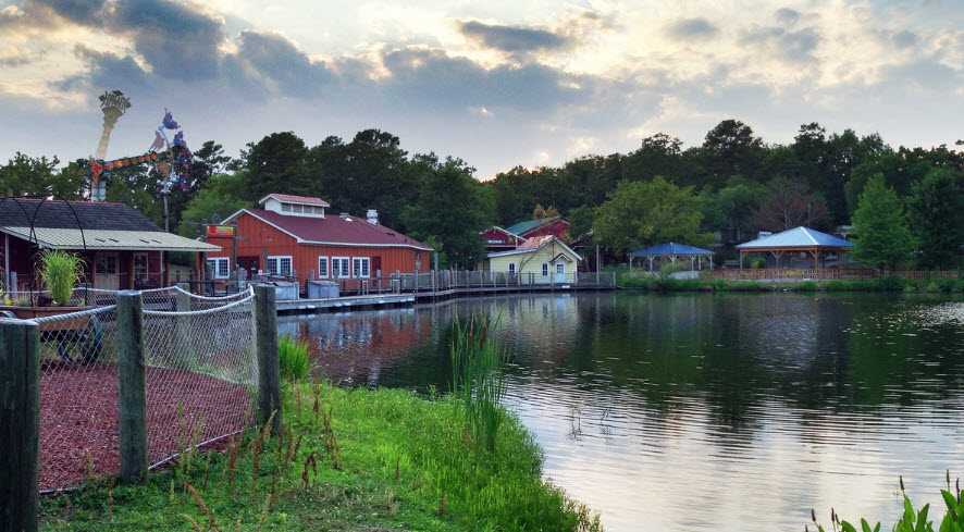 backyard lake view of Arkansas home