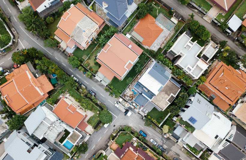 aerial view of kansas neighborhood